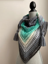 Open triangle scarf with tassels